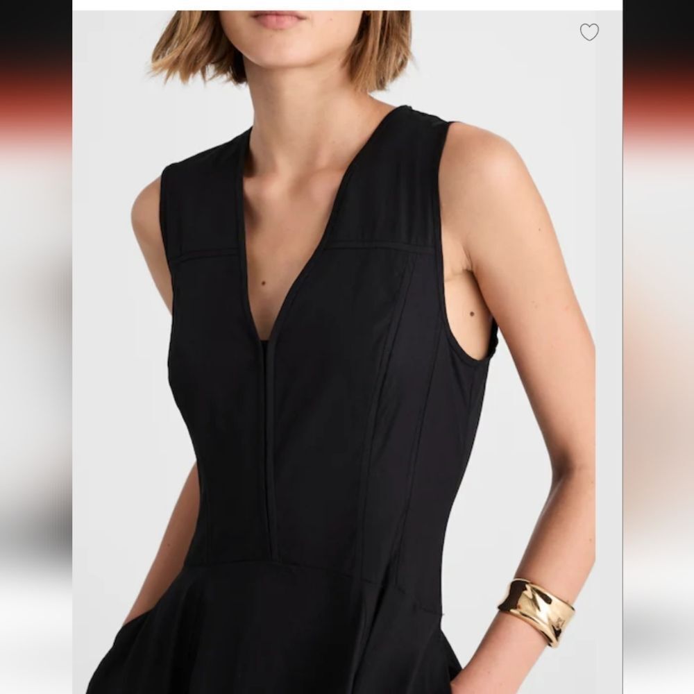 NWT Madewell Yana Dress V-Neck Circle Midi Jet Black Size 00 - Picture 15 of 16